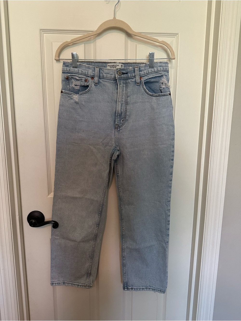 Abercrombie & Fitch Light Blue The Ankle Straight Leg Ultra High Rise Jeans